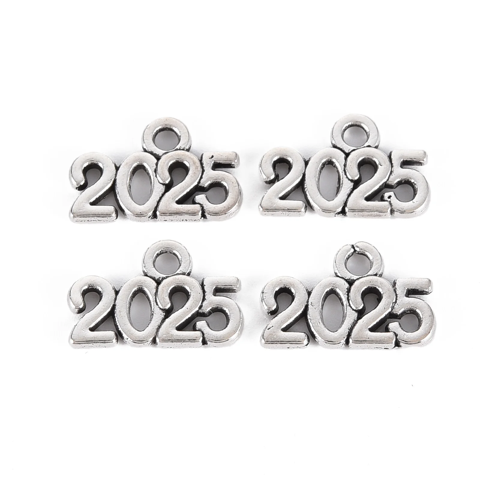 

950~1190Pcs/500g Tibetan Style Alloy Charms Number Word 2024, 2025 Pendant for DIY Bracelet Necklace Jewelry Making