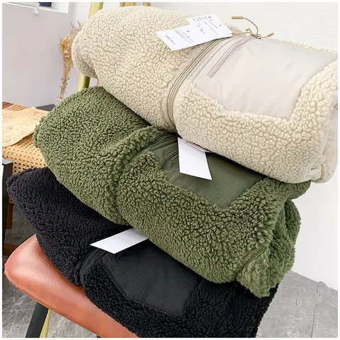 여성 양털 코트 재킷 스탠드 칼라 지퍼 코트 두꺼운 따뜻한 Y2K 스트리트웨어 재킷 작업용 아우터웨어 가을 겨울 2025