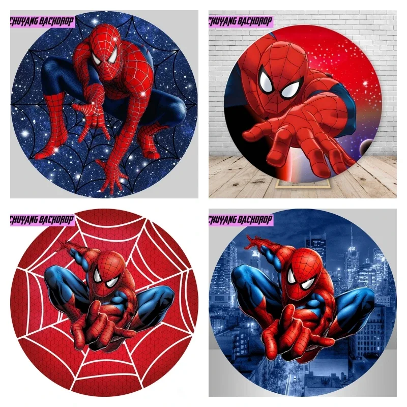 

Disney Superhero Spiderman Round Cover Backdrop Boy Birthday Party Photo Backdrop Disney Theme Round Cover Backdrop Photo Prop