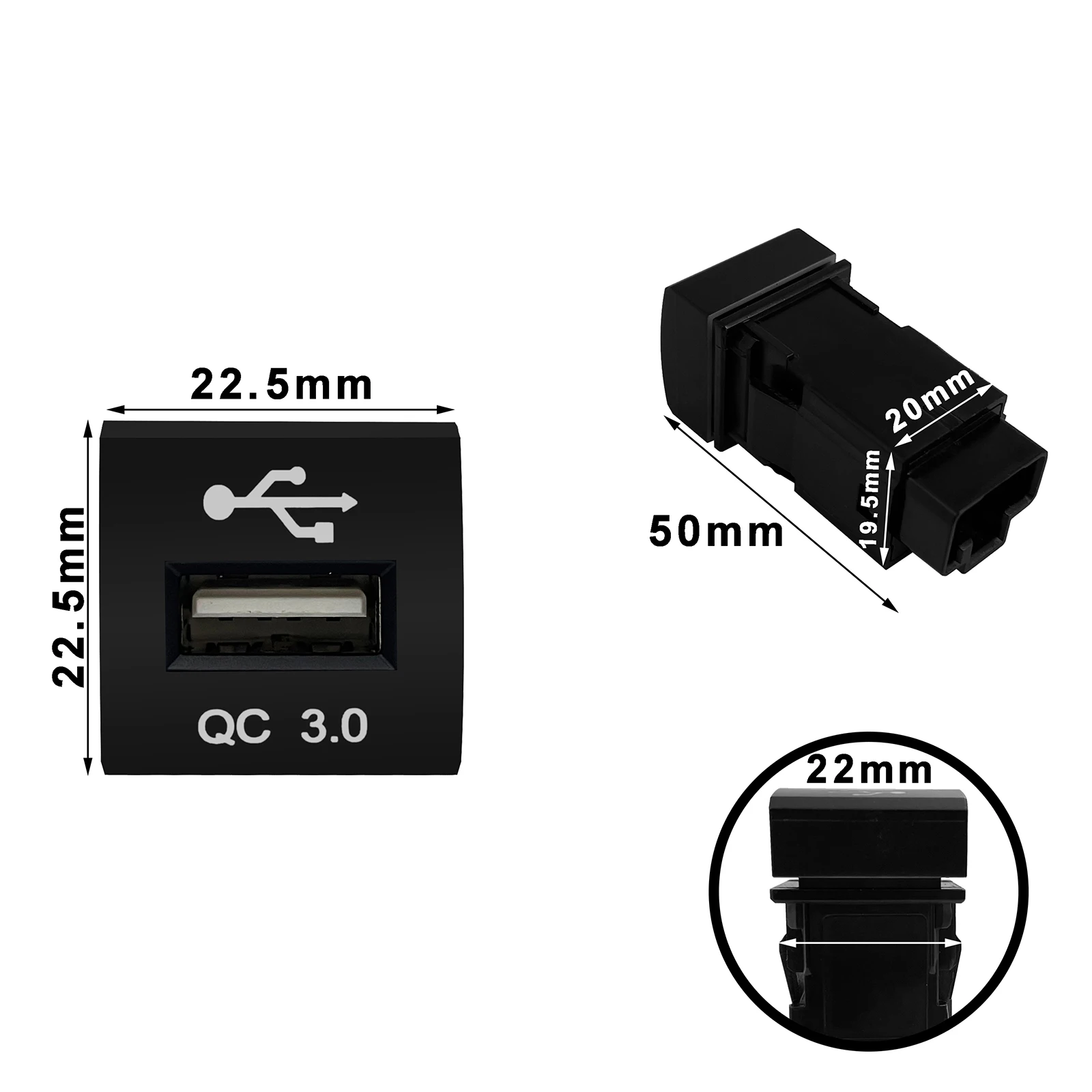 12V Car Quick Charger Blue Light USB Push Switch for Toyota LandCruiser 300s Prado150 Camry V70 RAV4 Corolla Altis 2019 Hiace