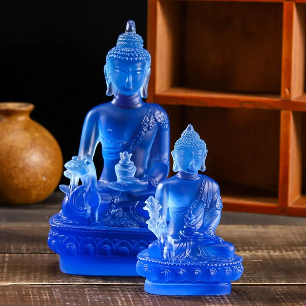 Thai-style Medicine Buddha Statue Resin Craft Handmade Resin Buddha Crafts Zen Ornaments Pharmacist Buddhist Sculpture Temple