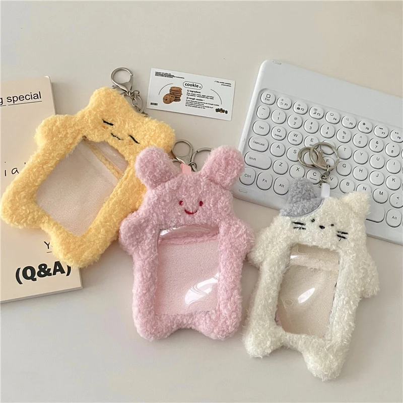 INS Cartoon Plush Photocard Holder Kitten Rabbit Ins Idol Cards Protective Case Student Credit Bank Bus Card Holder Stationery