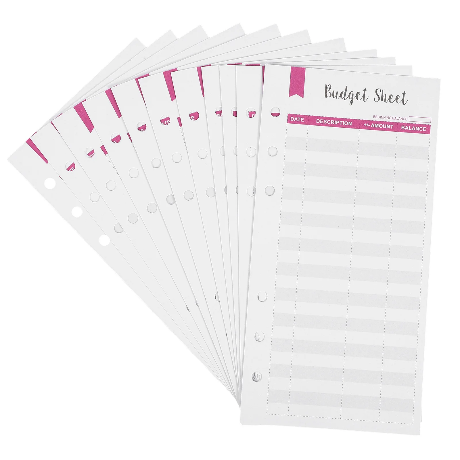 12Pcs A6 Budget Insert Sheets Thick Paper 6-Ring Punch Refills for Binder Expense Tracker Planner Portable Financial