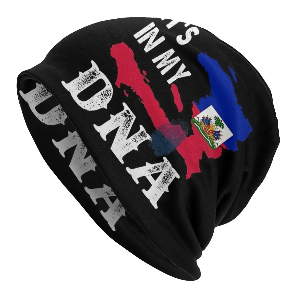 Bonnet Hats It Is In My DNA Men Women's Knitting Hat Haiti Haitian Flag Pride Winter Warm Cap Beanies Thermal Elastic Caps