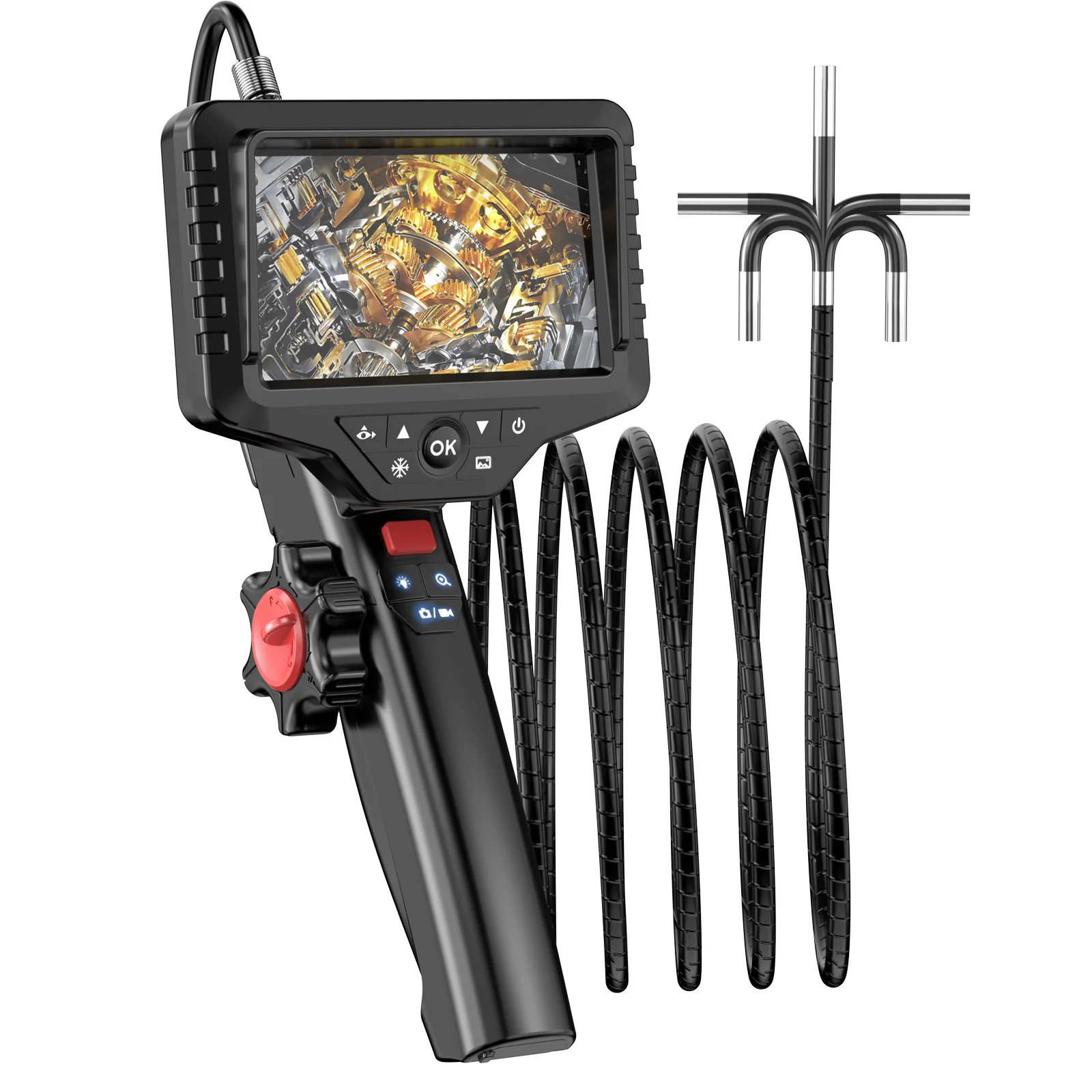 5-inch Bi-Directional Borescope, 3.6/3.9mm Camera, HD 1080P with LED Illumination for Automotive Repair, Plumbing Inspection