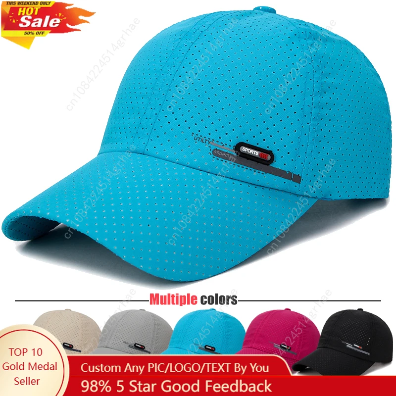 Summer New Breathable Perforated Quick-Drying Hat For Men Fishing Sun Protection Baseball Cap Cycling Travel Sports Hat