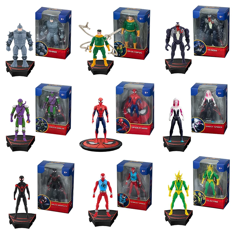 ZDTDS 10CM Avenger Figure Small Iron Man Spiderman Spider Gwen Miles Morales Scarlet Green Goblin Venom Rhino Legend Action Toy