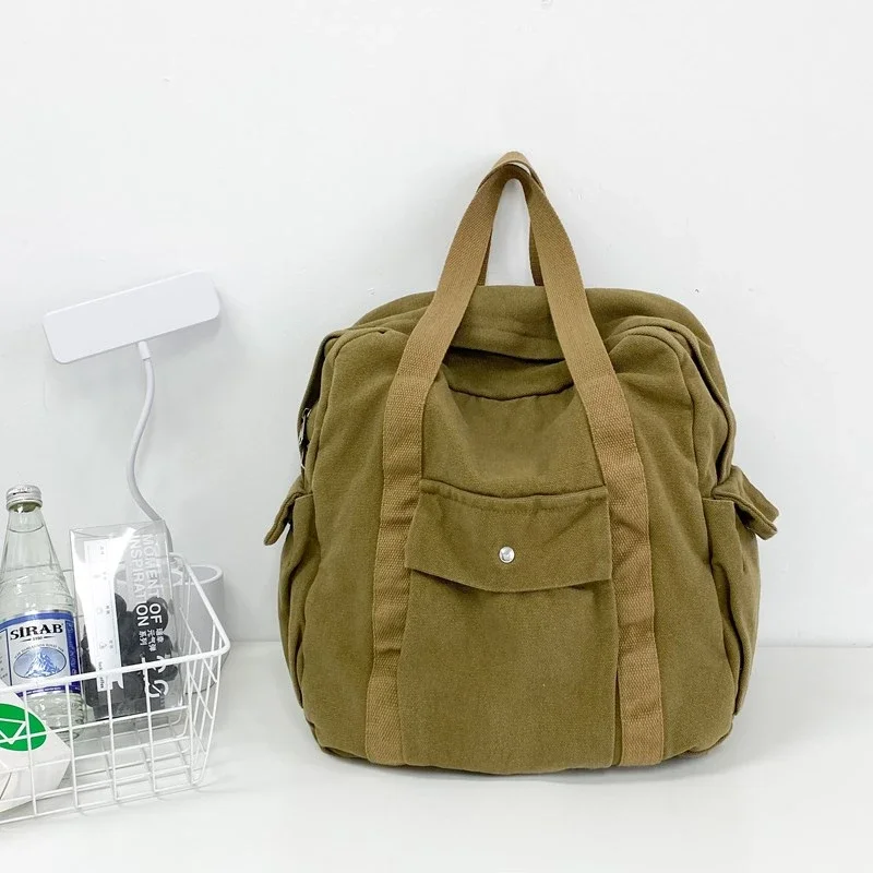 Sport rekreacyjny plecaki w stylu klasycznym solidny zamek błyskawiczny płótno o dużej pojemności trwałe torby na ramię dla unisex 2025 Retro Casual Tote — zdjęcie 3