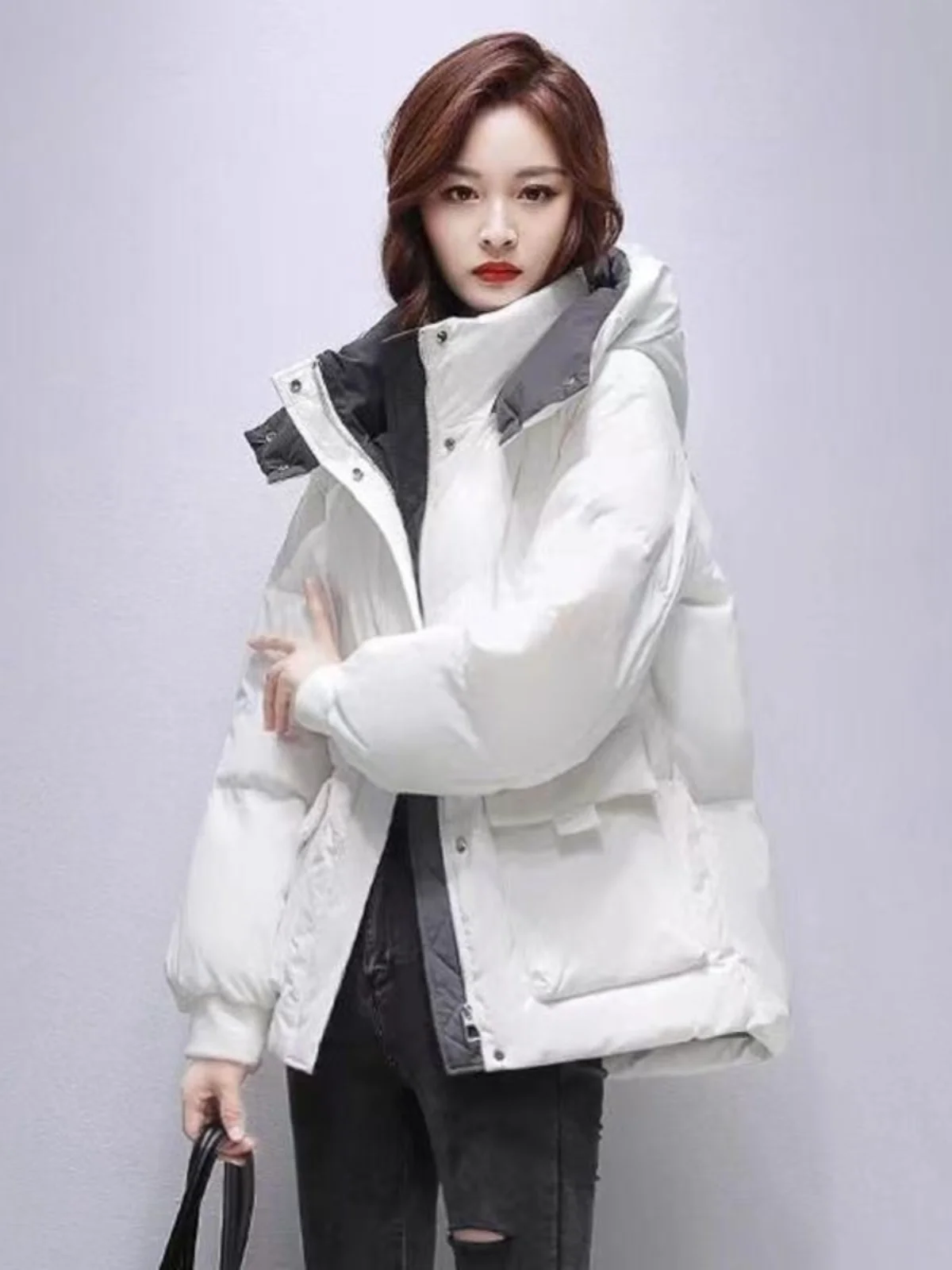 

Slim Fit Women's Cotton Jaet Large Size Trendy Thiened Bread Sle Korean Version Faionable Spring New Arrival