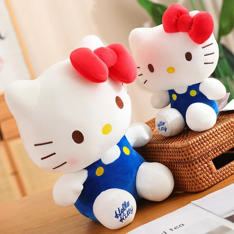

Original 25/33cm Cute Blue Hello Kitty Plush Toy Lovely Stuffed Anime Cat Collectible Plushies Kawaii Japanese Style Doll Gifts