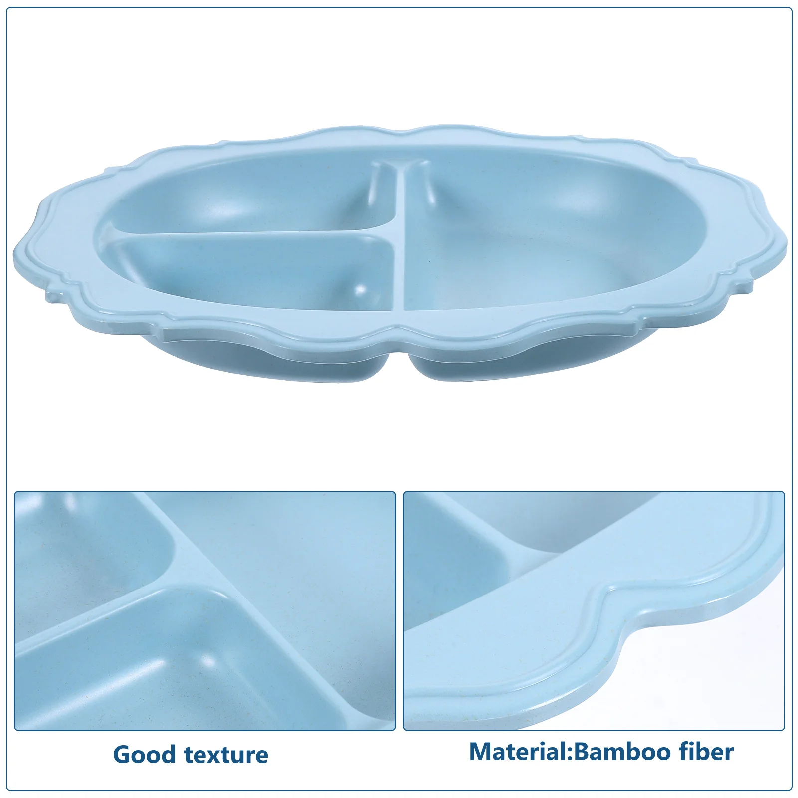 

Bamboo Fiber Plates Reusable 3 compartment Blue Dormitory Kitchen Tableware Sectioned Food Plates Dividers Dining Home