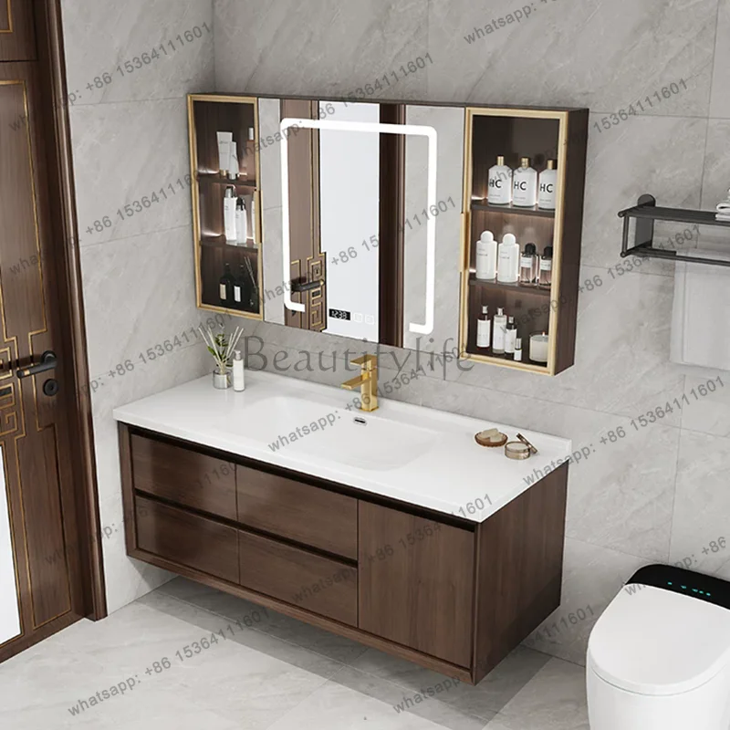 YJ Partitions Modern Cupboard Drawers Paper Wooden Luxury Display Toilet Mirror Bathroom Cabinet Organizer Gabinete Hotel Furnit