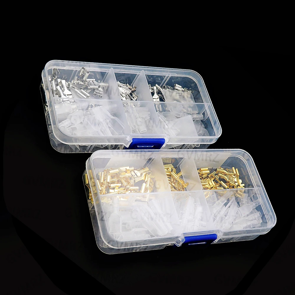 120PCS 2.8/4.8/6.3mm Female Spade Terminal Boot - 20PCS Each Size, Silver & Gold for Electronics Wiring Projects Silver & Gold