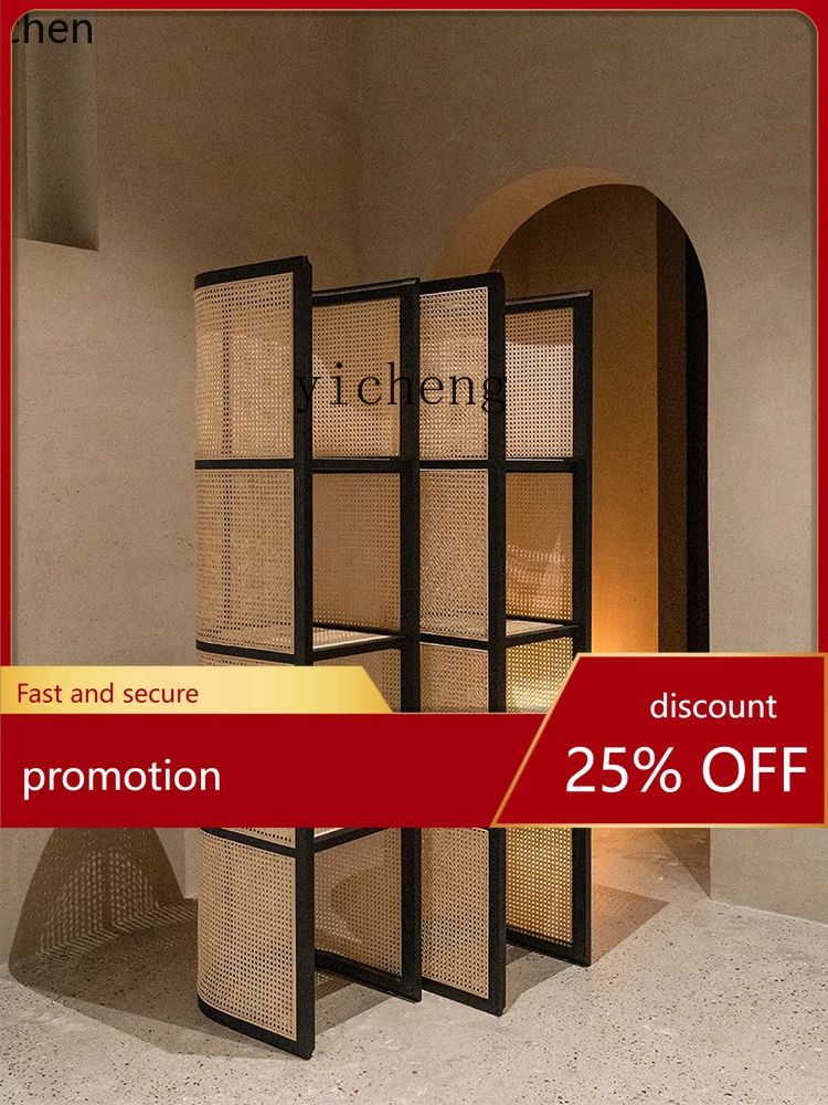 

YFY Rattan Storage Rack Hand-Made Furnishings Floor Storage Rack Multilayer Storage Corner Cabinet