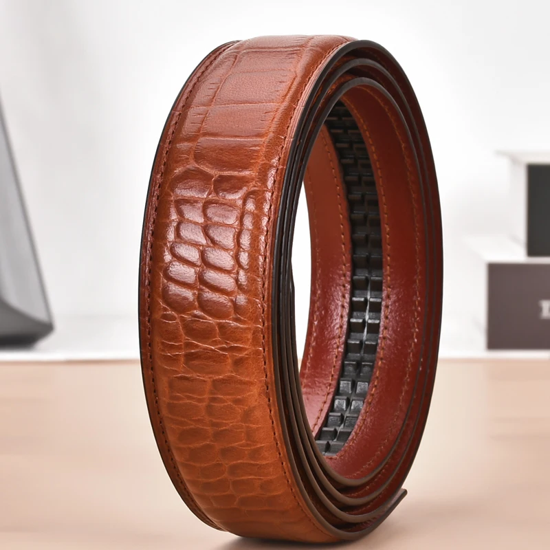 Mens belts No buckle Top layer cowhide belt collocation Automatic buckle 3.4CM and Needle buckle,only belt Fashion Belt strip