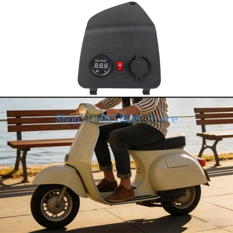 652F Plastic Motorcycle USB Chargers Double Outputs and Digital Display for Cycling Electrical Monitoring