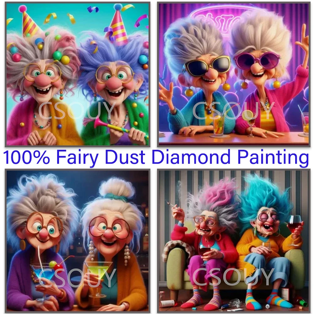 

100% Fairy Dust Square Drill Full Cartoon Lady woMen Diy Diamond Painting Cross Stitch Crystal Embroidery Mosaic Decor Needlewor