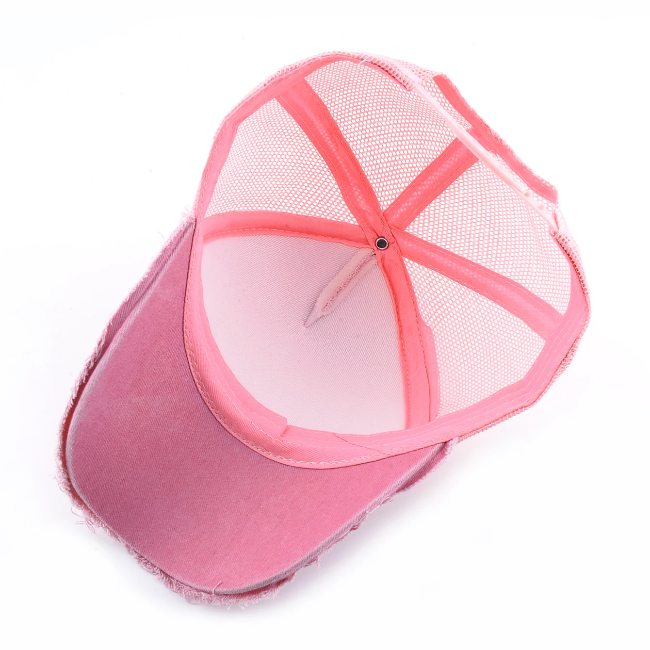 Topi Bisbol Merah Muda Denim Dicuci Topi Pelindung Matahari Musim Semi dan Musim Panas Wanita Topi Trucker Hip Hop Snapback Pria Topi Jaring Sejuk