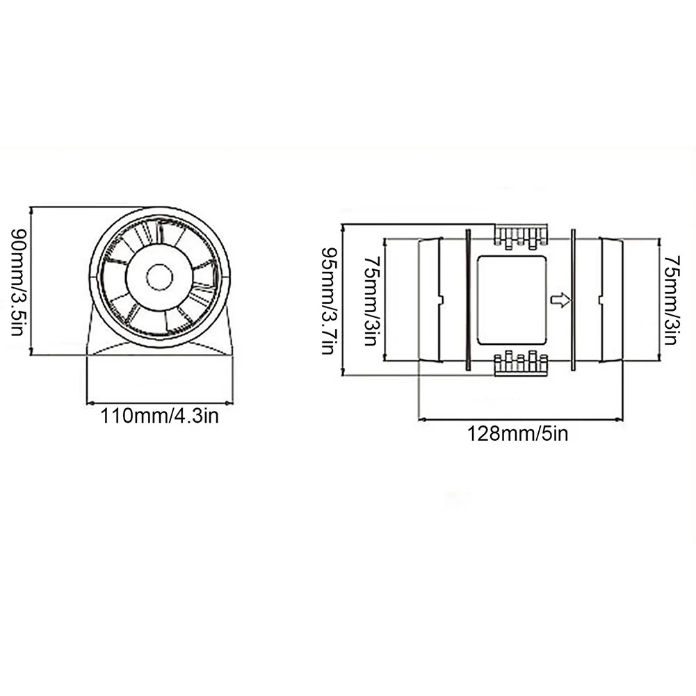 Pipe Fan 12V 3 Inch Exhaust Air Fan for Boats Providing Consistent Airflow with 145 CFM and Multi Axis Installation Options