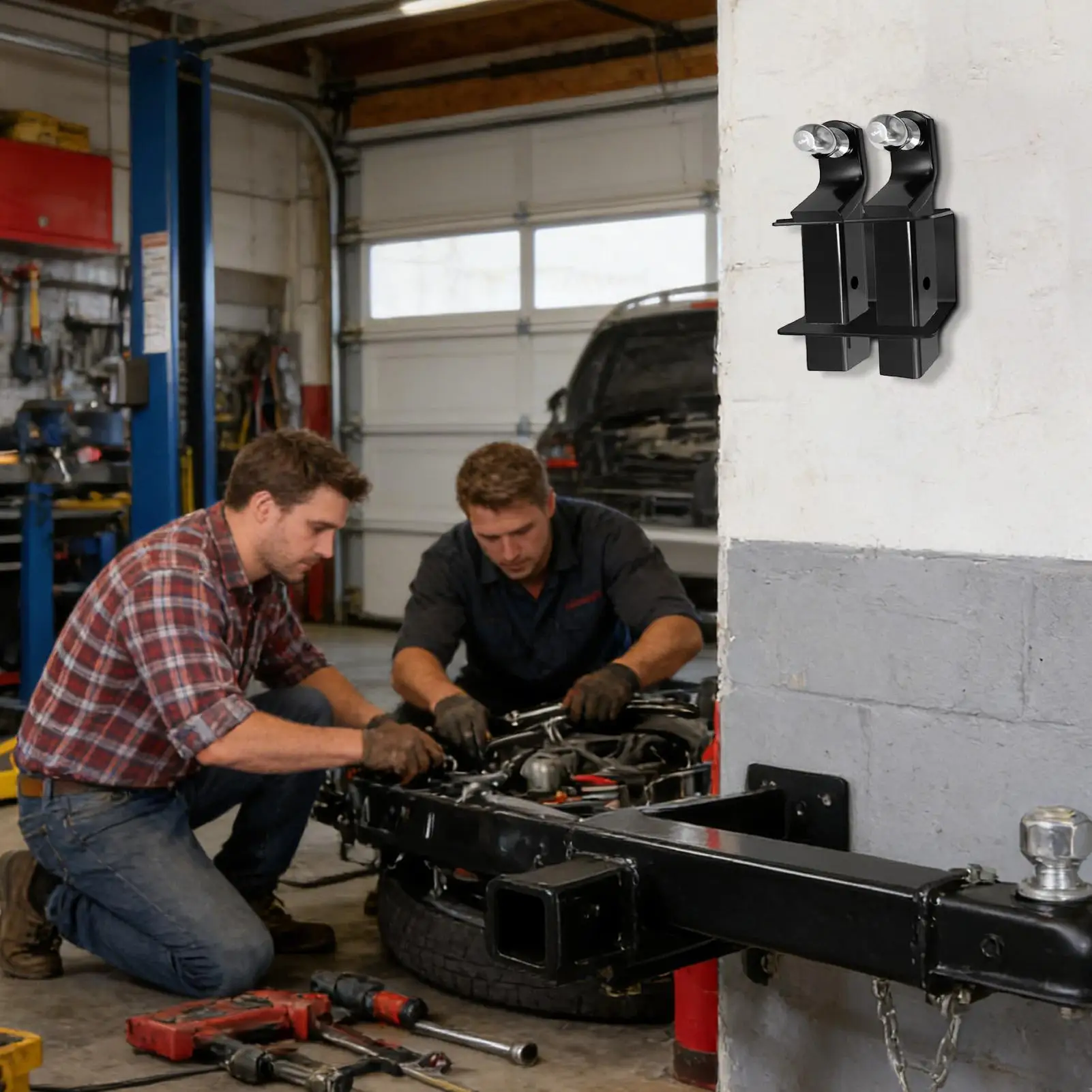 

Hitch Storage Heavy-Duty Steel Trailer Bracket Trailer Hitch Holder For Two Ball Mount 2 Inch Shank Garage Rv Car Replacement