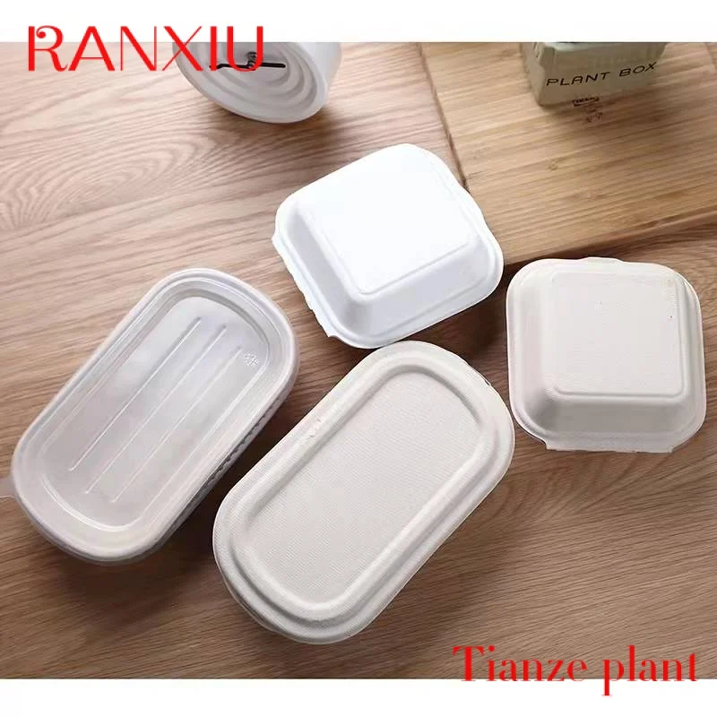 Custom High quality sugarcane pulp biodegradable bagasse food box biodegrade disposal takeaway boxes for food packaging