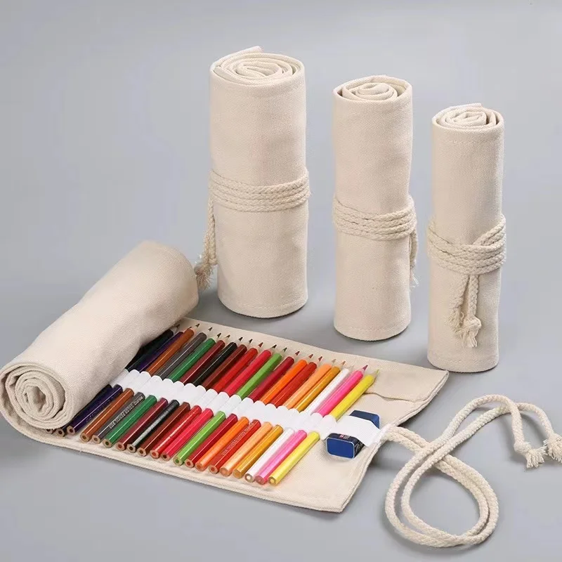 1PC Canvas pencil case - Simple and atmospheric design, colo