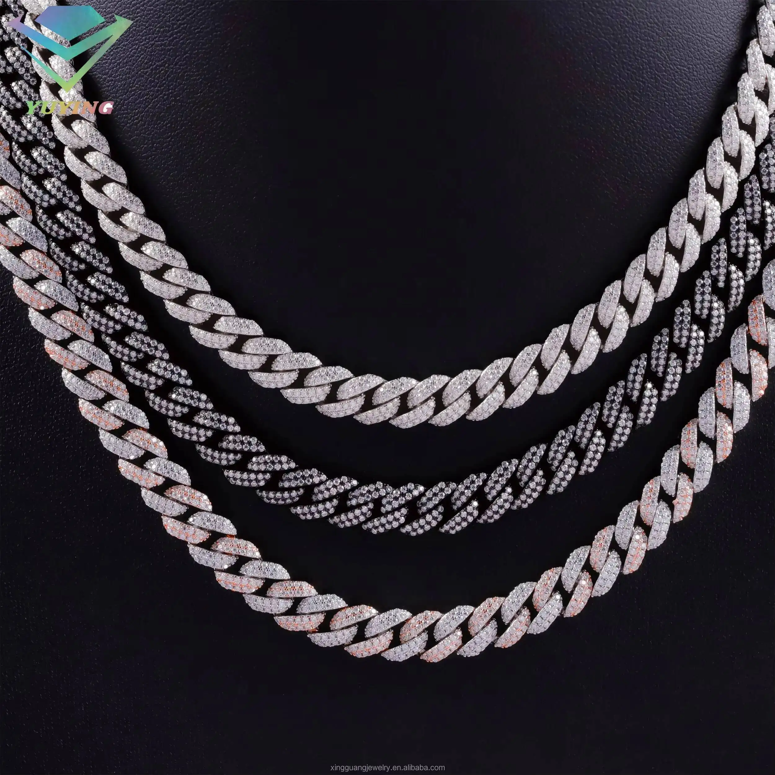 9mm Silver Iced Out High-end Hip Hop Diamond Necklace Moissanite Cuban Chain VVS Moissanite Cuban Link Chain