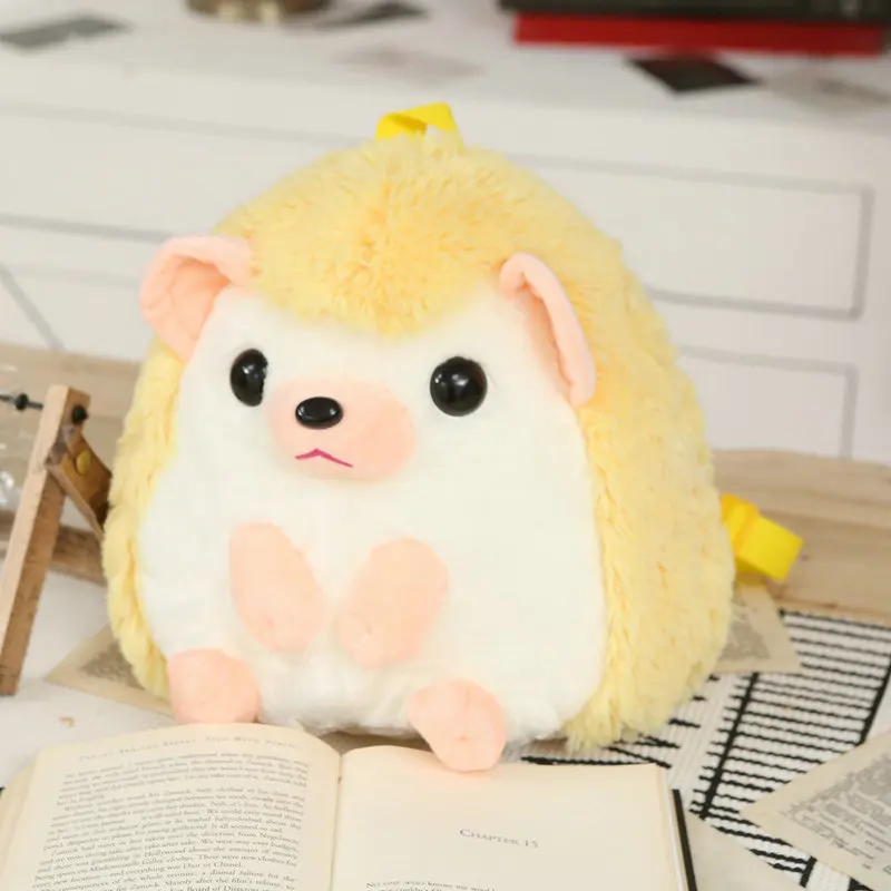 Zaino in peluche riccio Kawaii da 32 cm Borsa da scuola morbida e carina Borsa per animali adorabili dei cartoni animati Regali Studenti