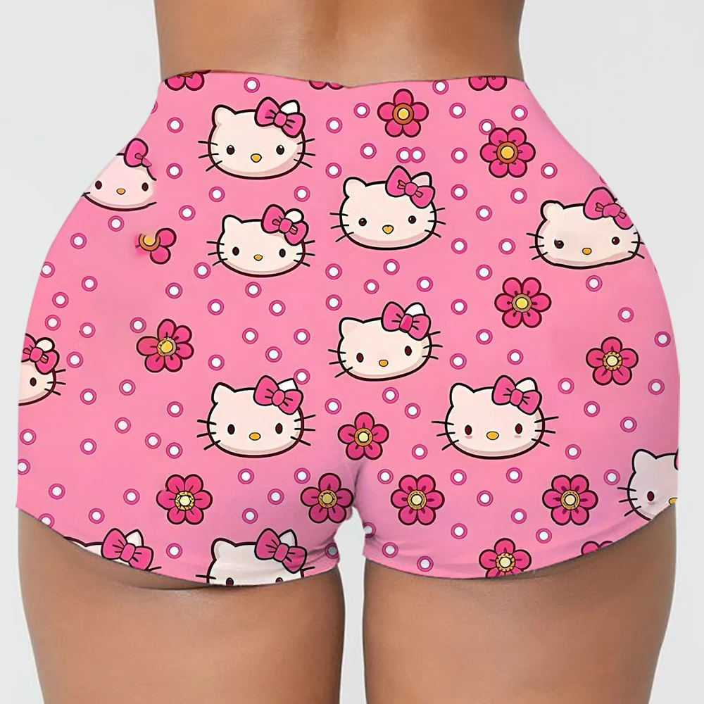 Pantaloncini da allenamento per motociclisti da pallavolo personalizzati Hello Kitty Cat Anime Cartoon per pantaloncini da yoga per palestra atletica da donna