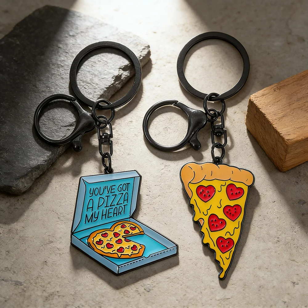 Llavero Colgante de Pizza Kawaii para Mujer, Accesorio para Mochila de Estudiante, Accesorio para Coche, Regalo de Joyería para Mejor Amiga - Accesorio de Moda