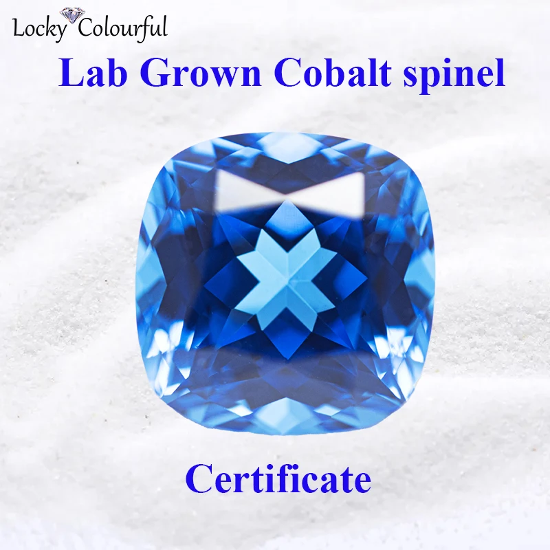 Lab Grown Cobalt Spinel Square Cushion Shape VVS1 Selectable AGL Certificate for Charms Beads DIY Jewelry Making Rings Materials