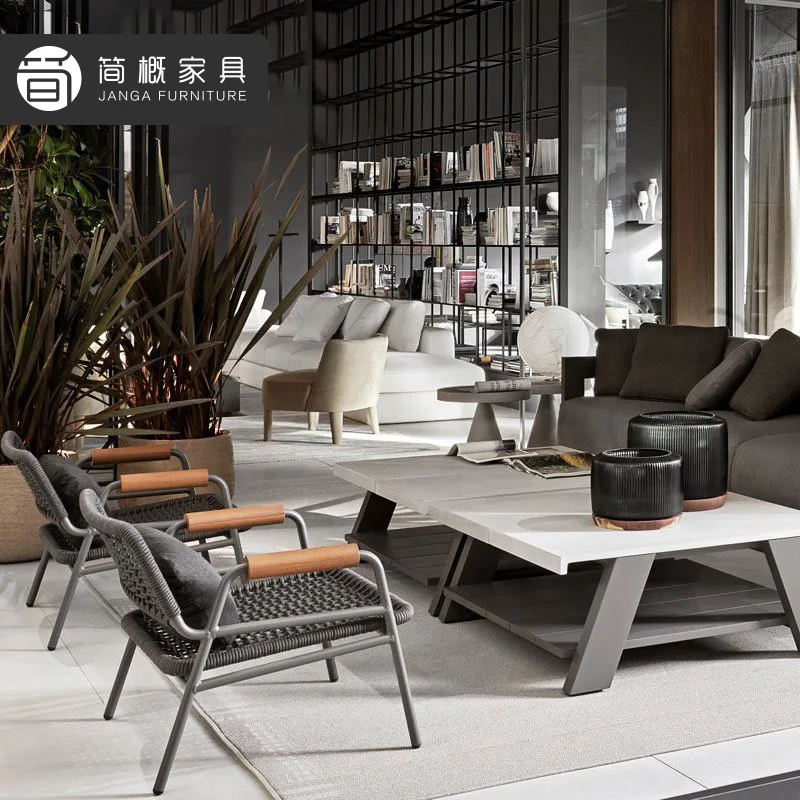Outdoor leisure simple furniture courtyard balcony B & B table and chair villa sea view room outdoor rattan chair coffee table t