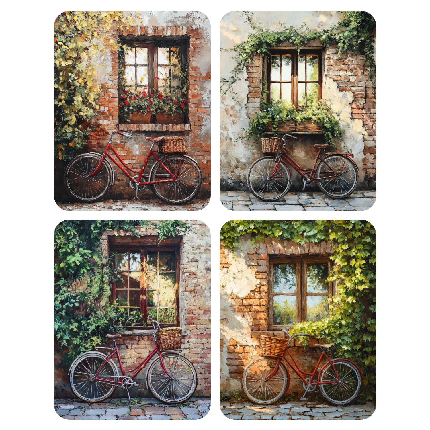 

Hand Painted Bicycle by the Window Acrylic Painting by Numbers DIY Canvas Art Home Decoration Surprise Gift Kit