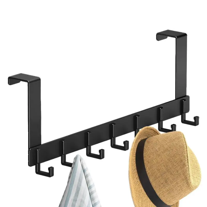 Back Door Hooks Punch-Free Over The Door Metal Hook Multi-Hook Design Clothes Rack Hanger For Front Door Bathroom Bedroom And