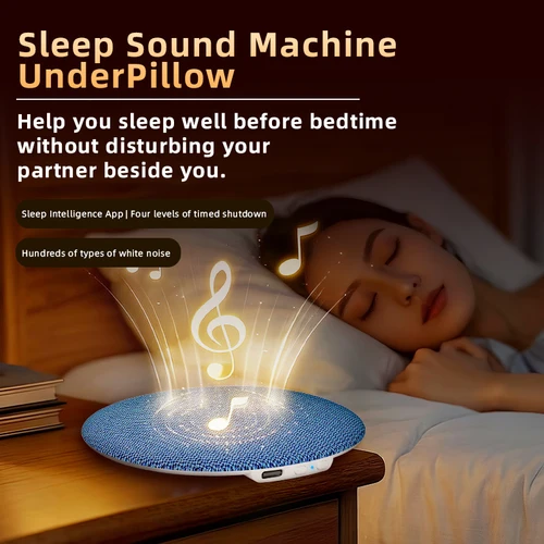 Imagen 1 del producto Altavoz Bluetooth 6.0 para Dormir, Máquina de Sonido Ultrafina Debajo de la Almohada con Ruido Blanco y Audio Estéreo de Alta Fidelidad