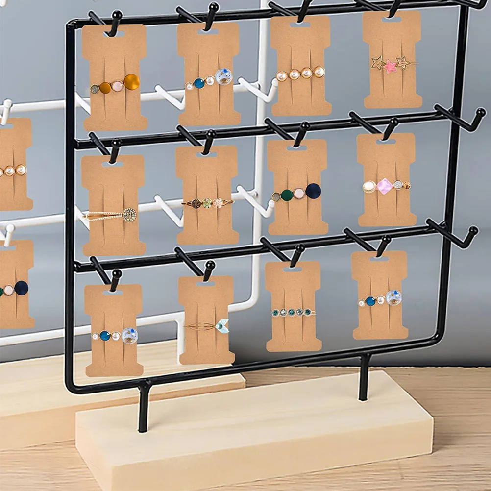 

100Pcs Hair Clip Display Cards Kraft Paper Bracelet Jewelry Tags Cardboard Holder for Hair Accessories Display Small Business