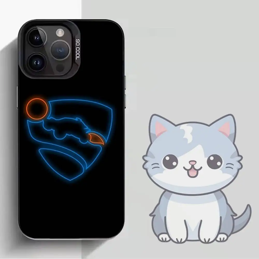 حافظة هاتف لعبة R-Rocket L-League لهاتف iPhone 16,15,14,13,12,11,Mini,Pro,MAX غطاء أسود غير لامع مقاوم للصدمات