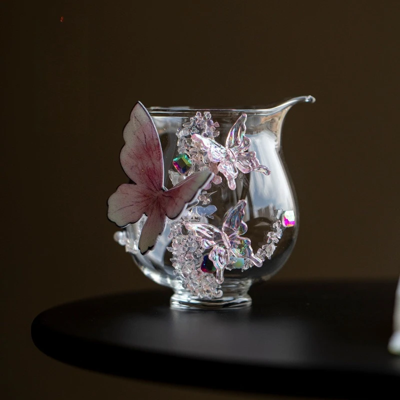 Handmade Heat-resistant Glass Creative Butterfly Tea Dispenser Average Cup Household Male Cup