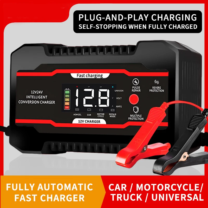 

Intelligent Car & Motorcycle Battery Charger, Lead-Acid Battery Repair with LCD Display, Auto Charging for Cars/Trucks