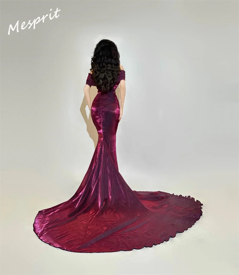 Customized Ball  Exquisite Off-the-shoulder Mermaid Evening Gown Hugging Shirred Velour Customized Saudi Arabia es