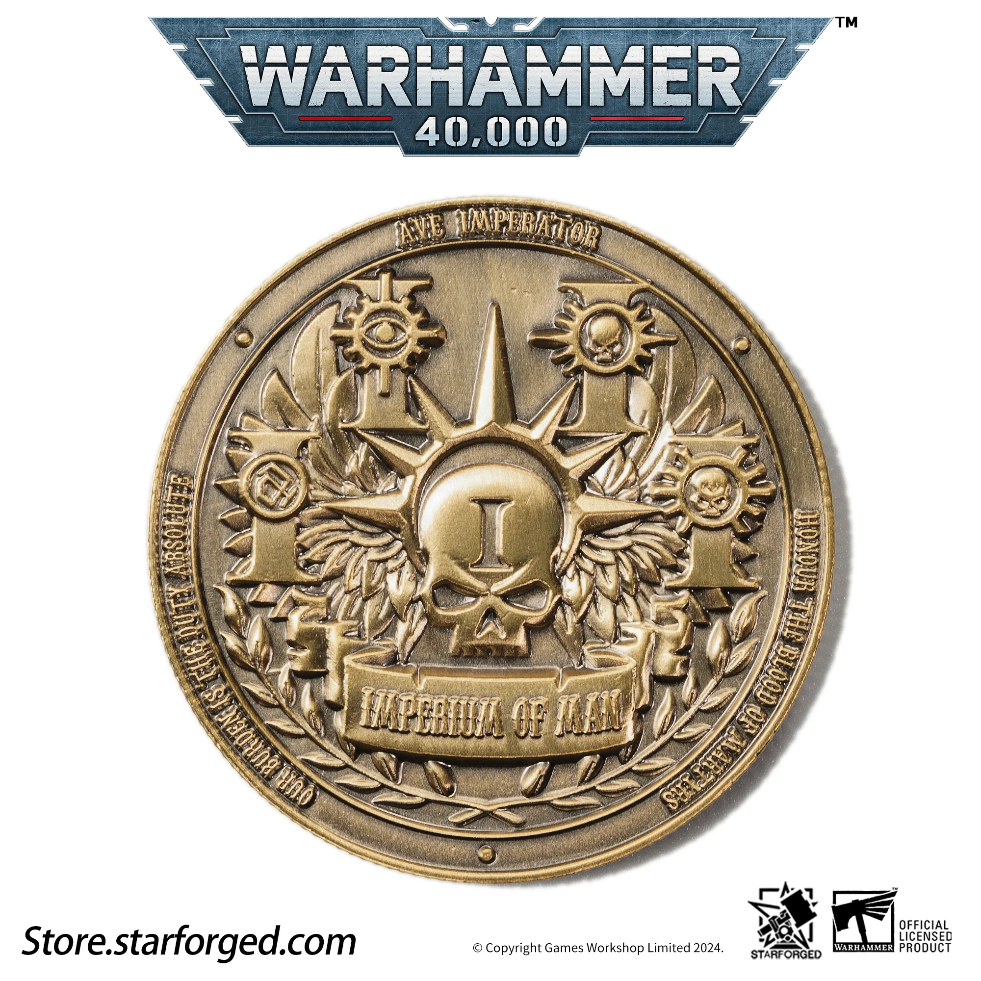 Starforged Human Empire Commemorative Coin Warhammer 40K Peripheral Copper 40MM Diameter Game Collection Hobby