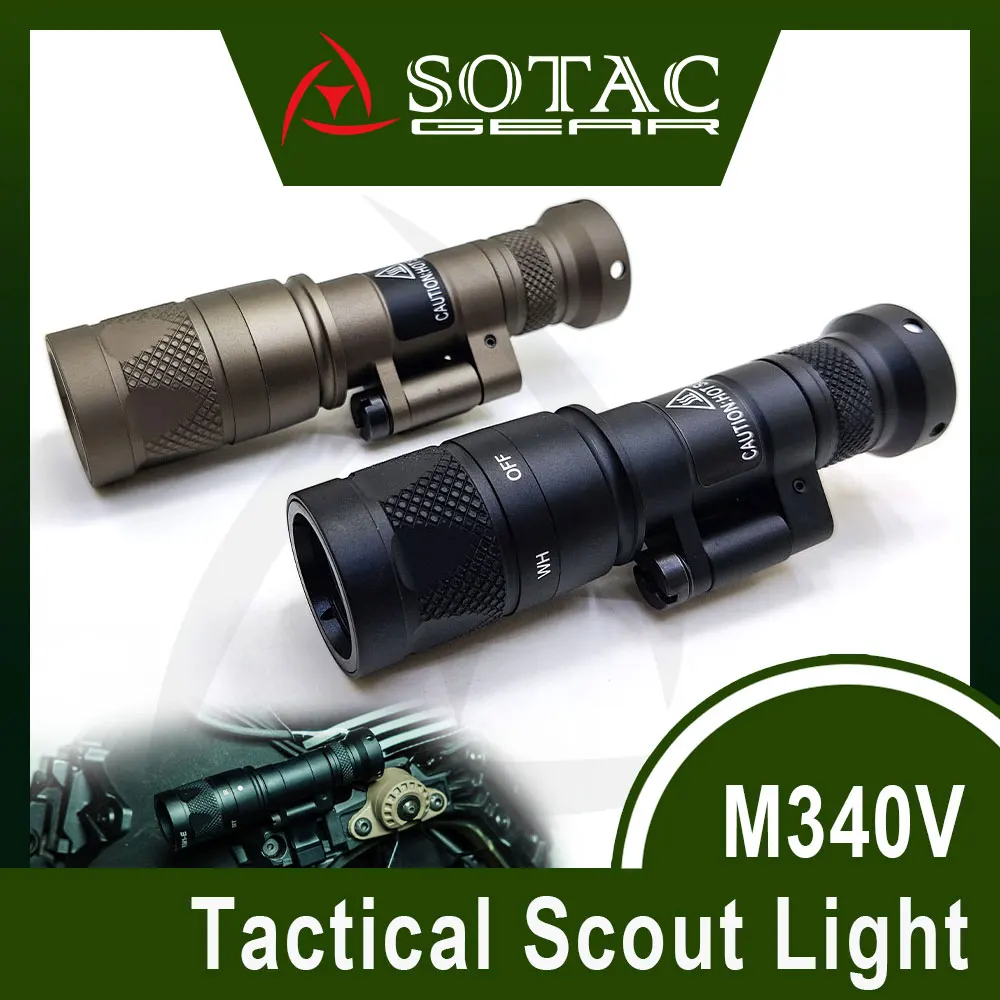 SOTAC Tactical M340V Mini version Lighting LED White Scout Flashlight with Remote Pressure Switch Fit 20mm Rail