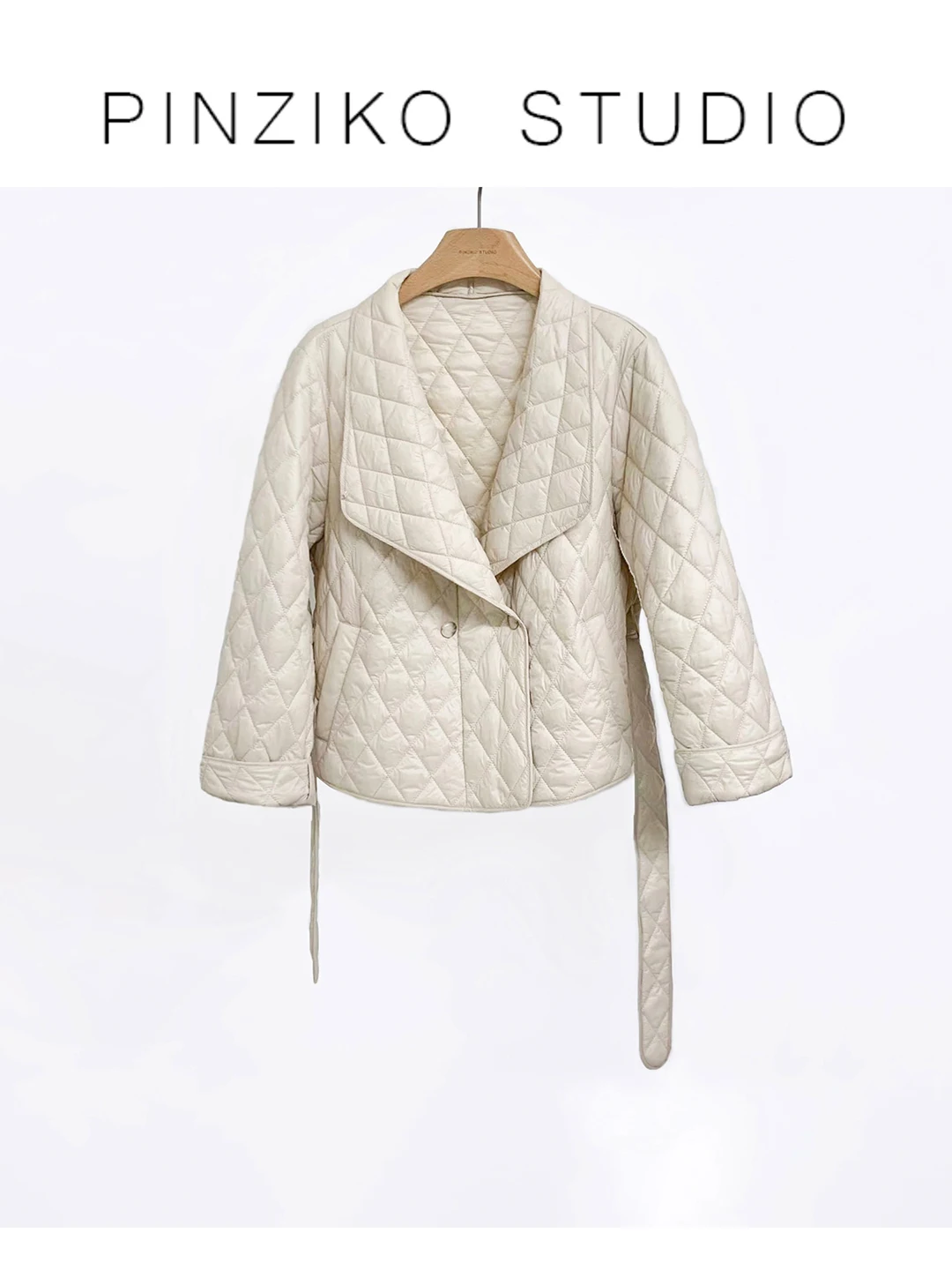 

Куртка Pinziko Large Rabbit Small Size Amber Glow Wind с большим воротником, стразами, теплая, хлопковая, прямого кроя, с длинными рукавами