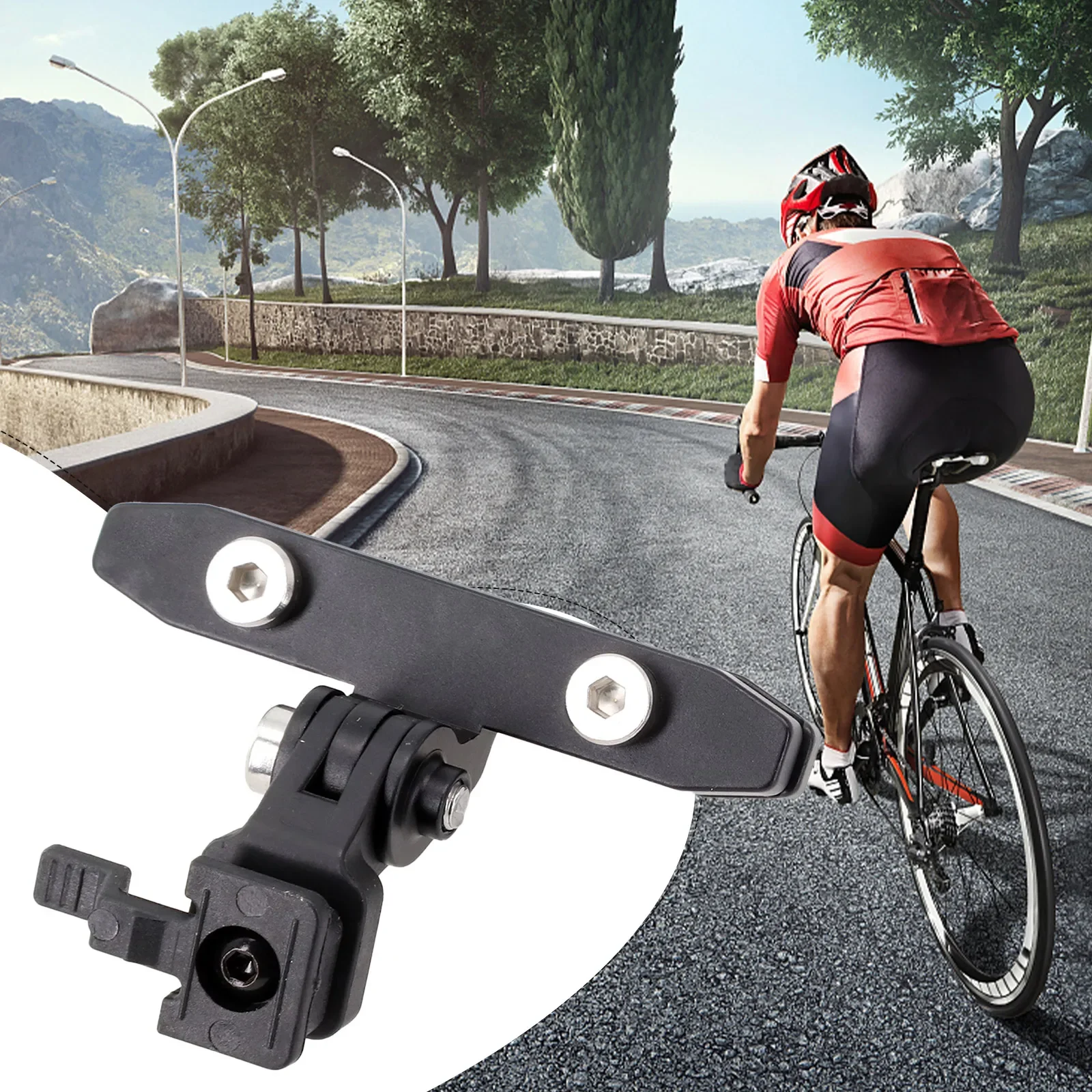 Bicycle Saddle Rail Saddle Light Bracket Seatpost Mount For Garmin Varia Rearview Aluminum Alloy+ABS Black Bike Parts ﻿