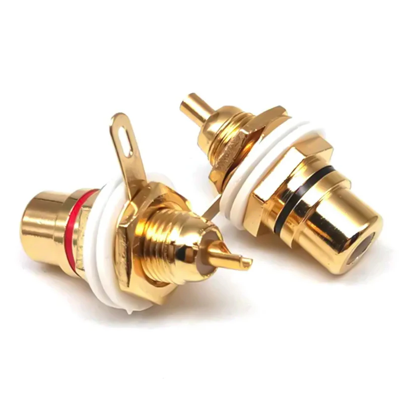 RCAメスソケットコネクタ、シャーシパネルマウントアダプタ、オーディオ端子プラグ、スピーカーアンプジャック、DIYワイヤー、10個