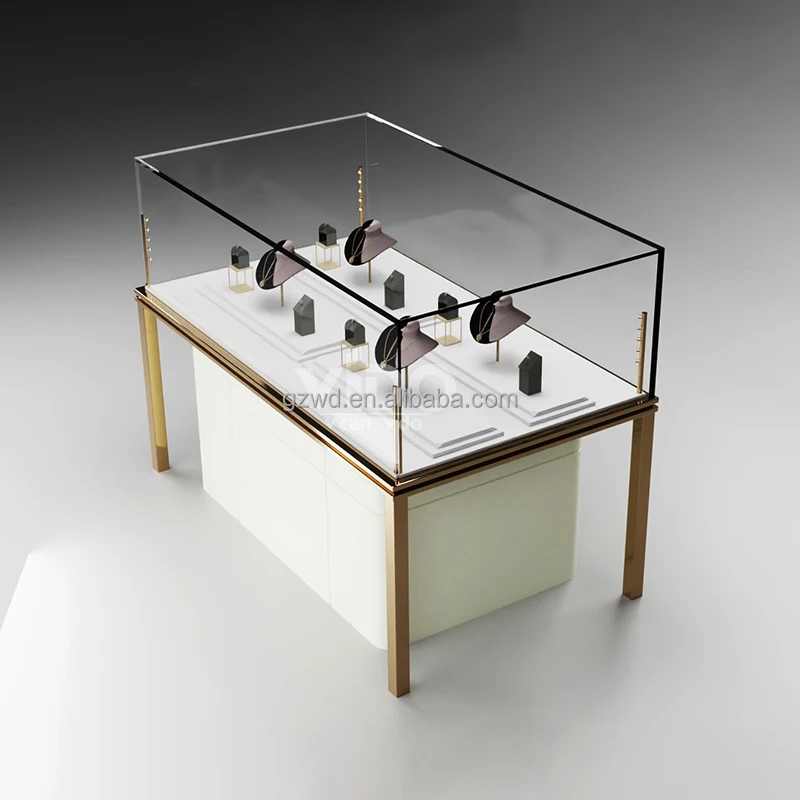 Custom. High-End Moderne Luxe Gouden Sieraden Display Showcase