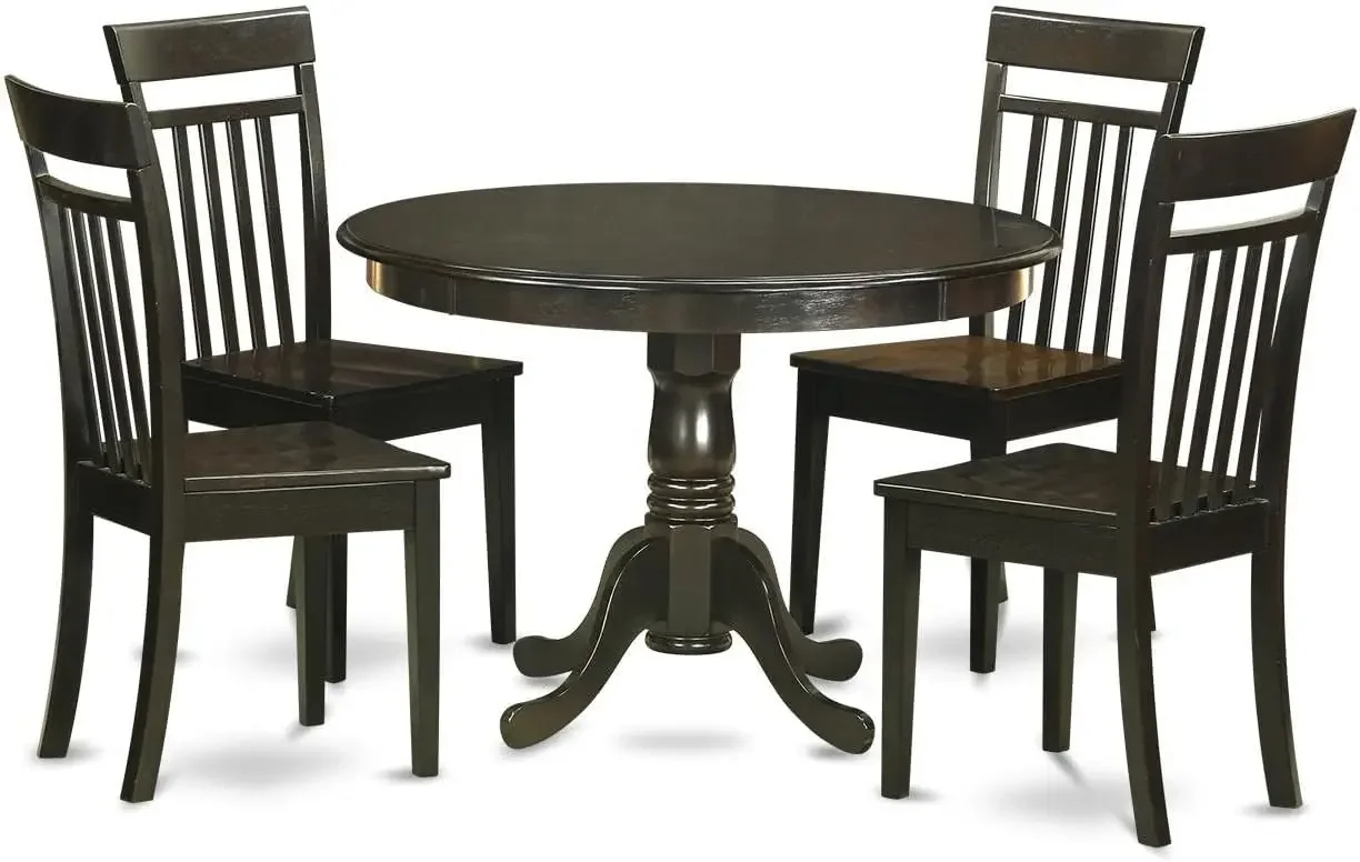 5 Piece Dining Room Table Set Includes a Round Kitchen Table with Pedestal and 4 Dining Chairs