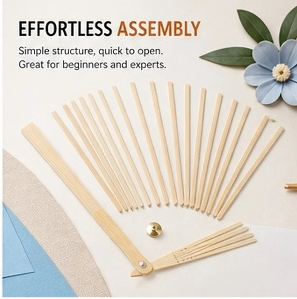 Japanese Hand Fan Frame Set 4pcs Bamboo Folding Fan DIY Craft Kit for Home Decor Weddings Handheld Fan Making