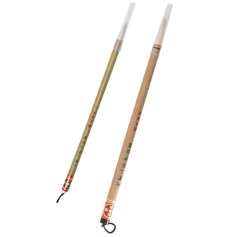 2Pcs Bamboo Art Brushes for Pottery Painting Tools Multi-Function Watercolor Brush Set Ergonomic Design Home Delineating