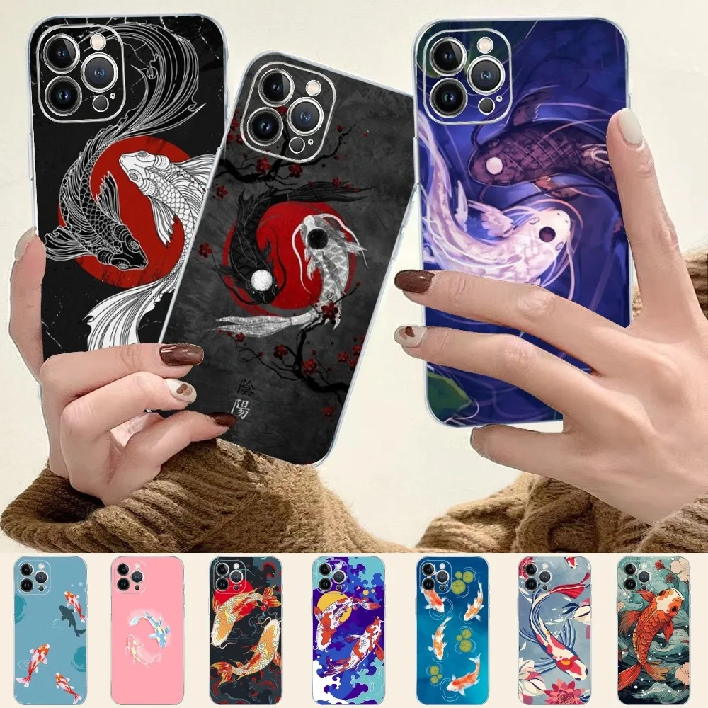 Koi Carp Fish Phone Case For iPhone 15 14 11 12 13 Mini Pro XS Max Cover 6 7 8 Plus X XR SE 2020 Funda Shell